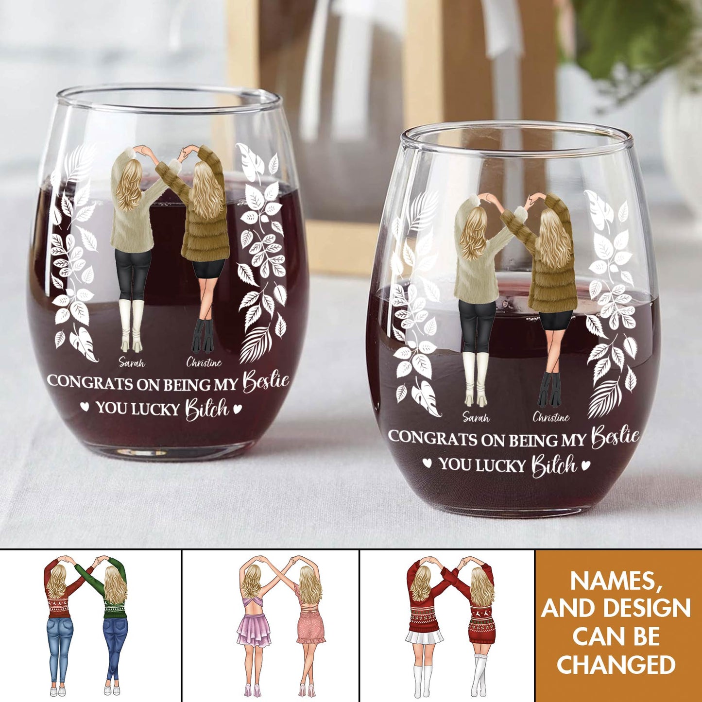 Bestie - It Takes A Long Time To Grown An Old Friend - Personalized Wine Glass