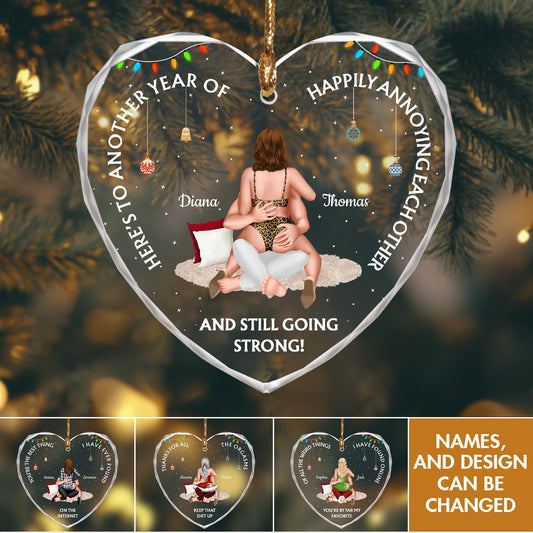 Couple - Let's Be Naughty - Personalized Glass Ornament V2