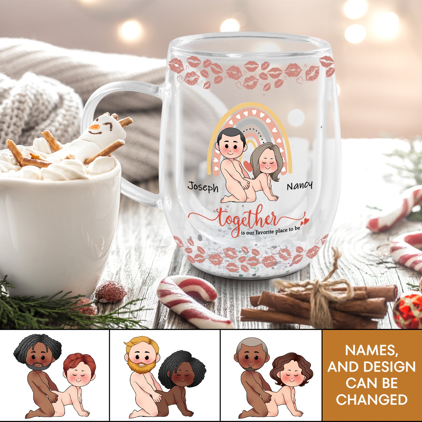 Couple - Together Is Our Favorite Place To Be - Personalized Double Walled Glass Cup