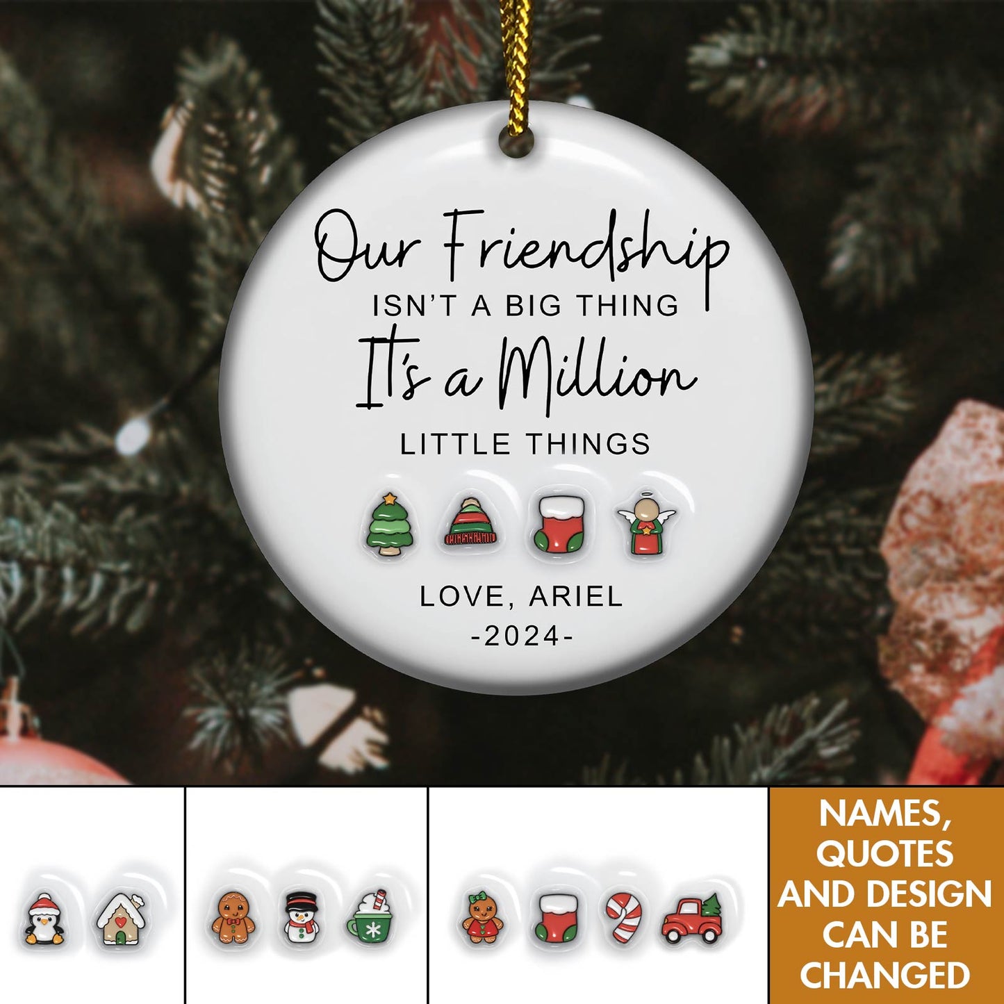 Besties - Million Little Things - Personalized Circle Ceramic Ornament