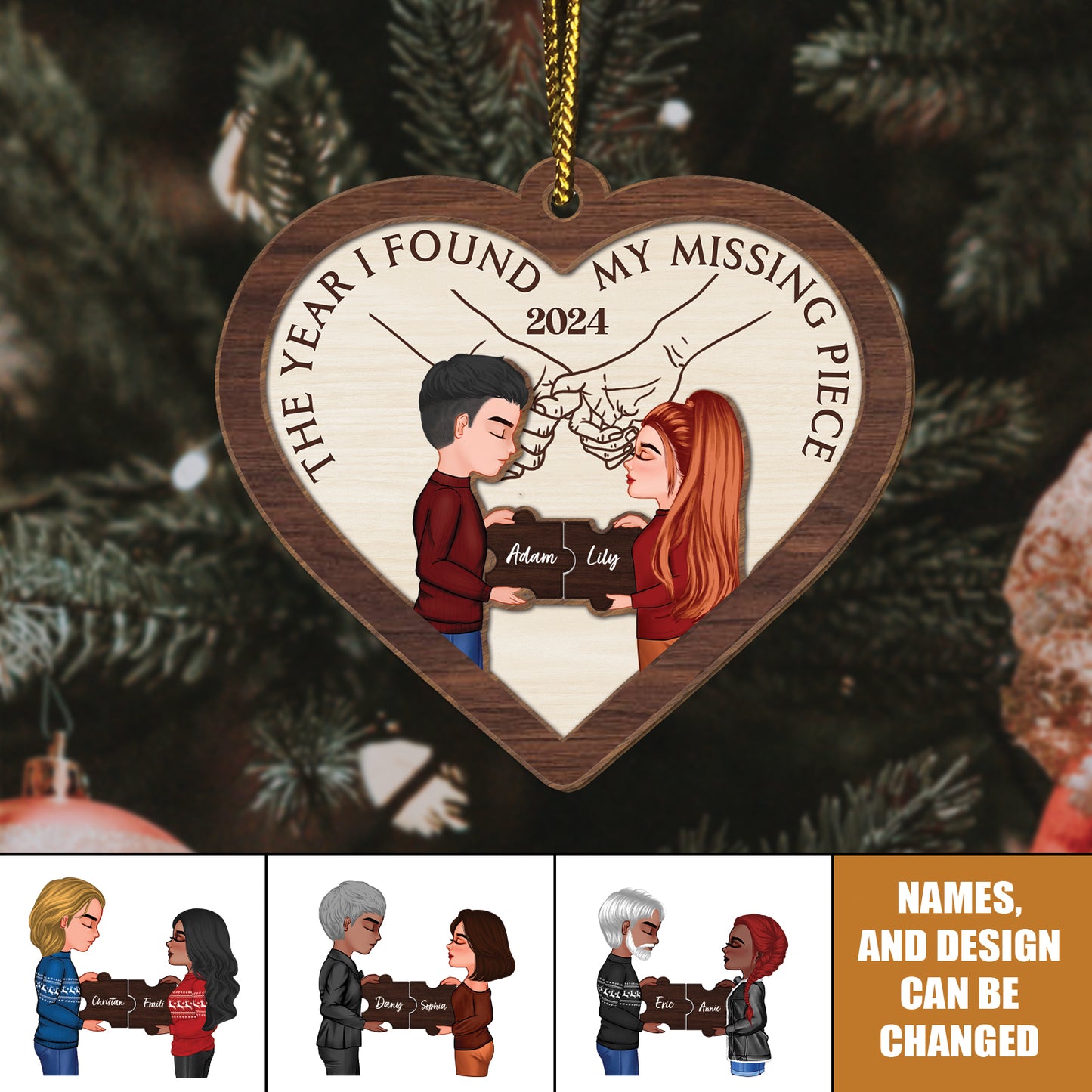 Couple - My Missing Piece - Personalized Heart Shape Ornament