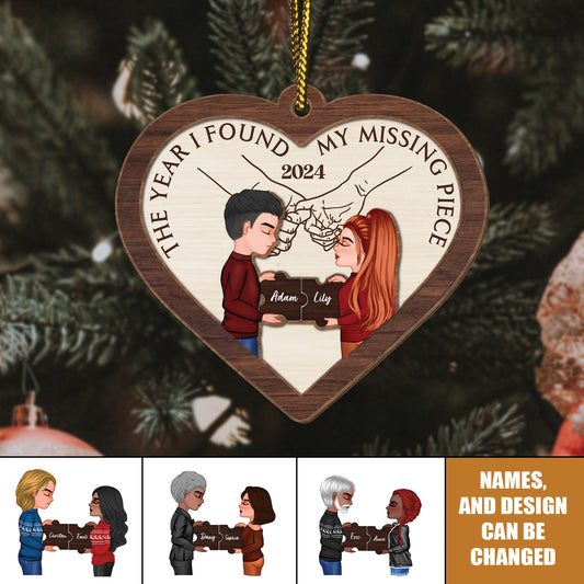 Couple - My Missing Piece - Personalized Heart Shape Ornament