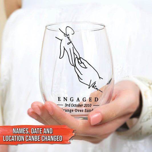 Couple - Engaged - Personalized Wine Glass