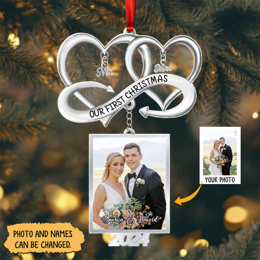 Couple - Our First Christmas As Mr and Mrs - Personalized Acrylic Photo Ornament