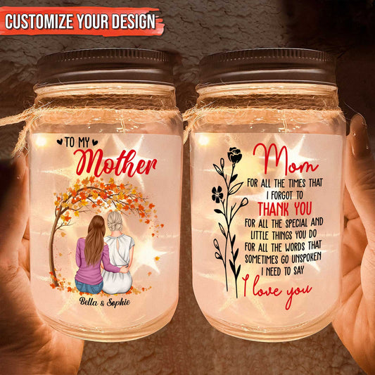 Mother - Mom, I Love You - Personalized Jar Night Light