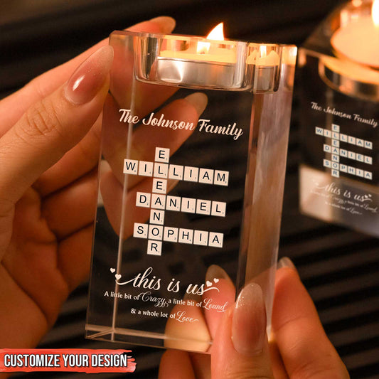 Family - The Love Of A Family Is Life's Greatest Blessing - Personalized Crystal Candle Holder