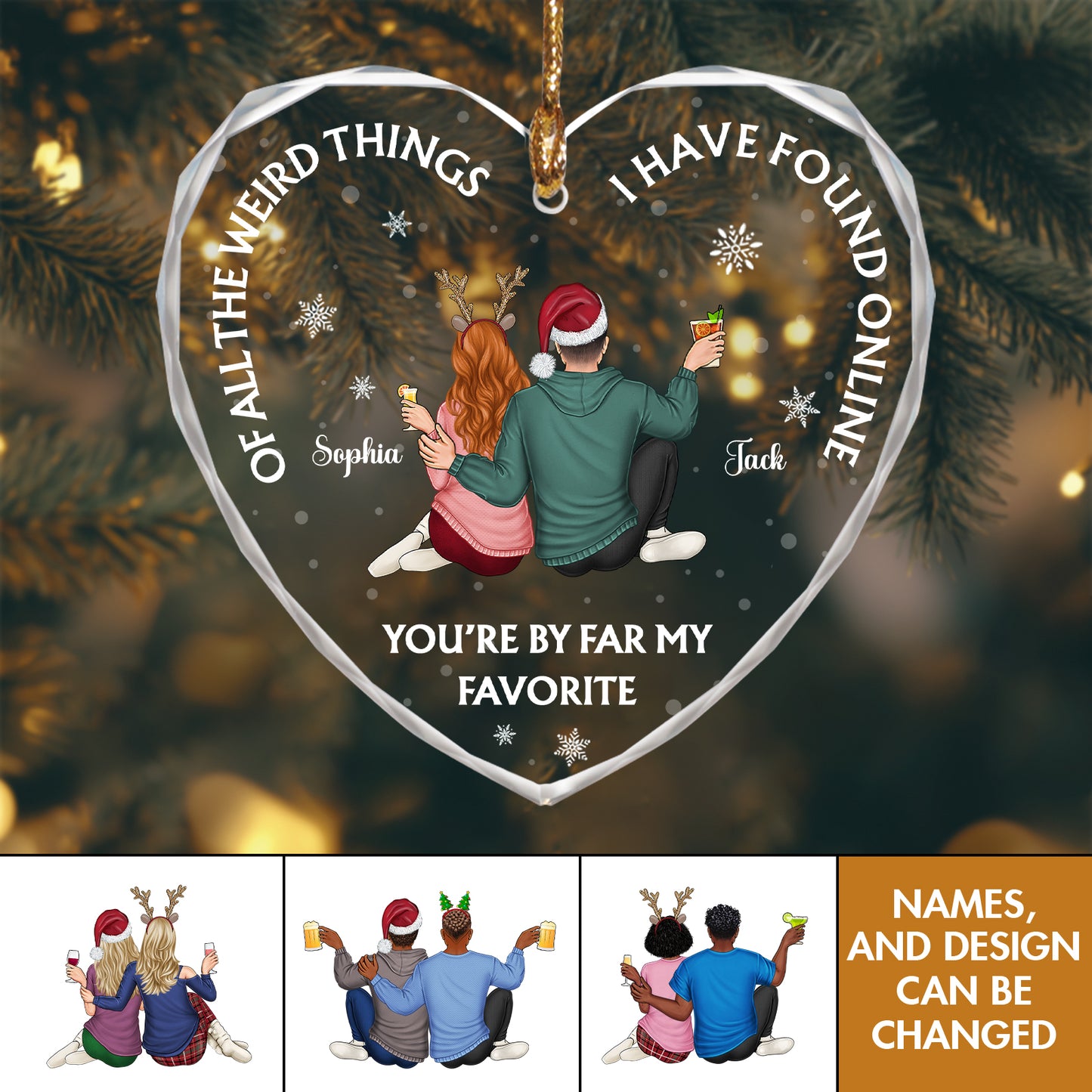 Couple - Of All The Weird Things - Personalized Custom Shaped Glass Ornament