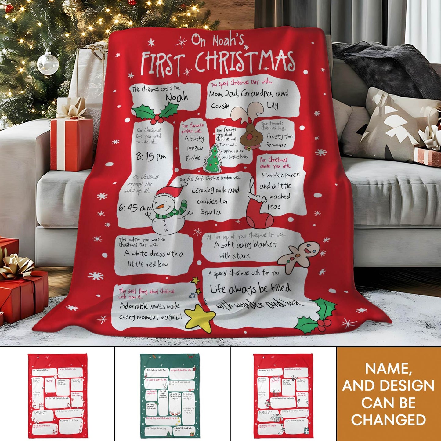 Family - On Baby First Christmas  - Personalized Blanket