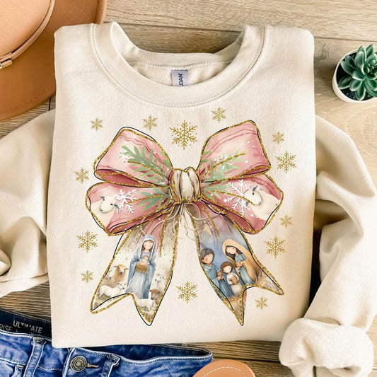 Jesus Christmas Coquette Bow - T-shirt & Hoodie