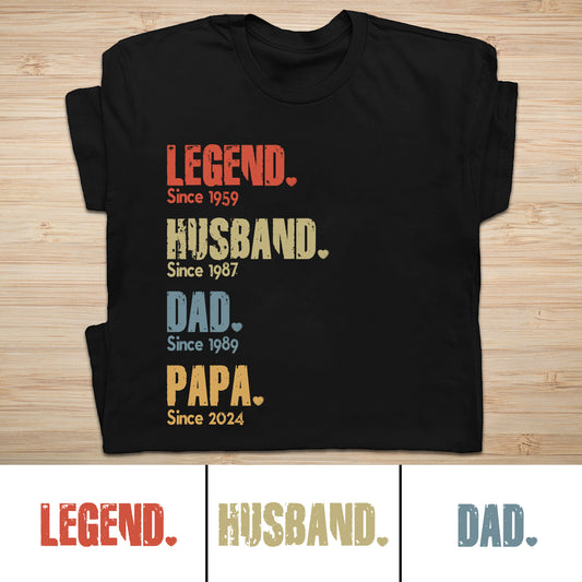 Family - Legend, Husband, Dad And Papa Since - Family Personalized Shirt