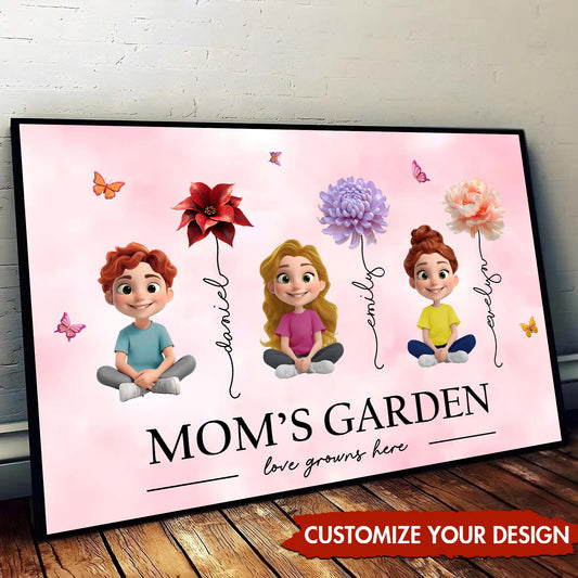 Family - Mom/Grandma's Garden Love Grows Here - Personalized Poster