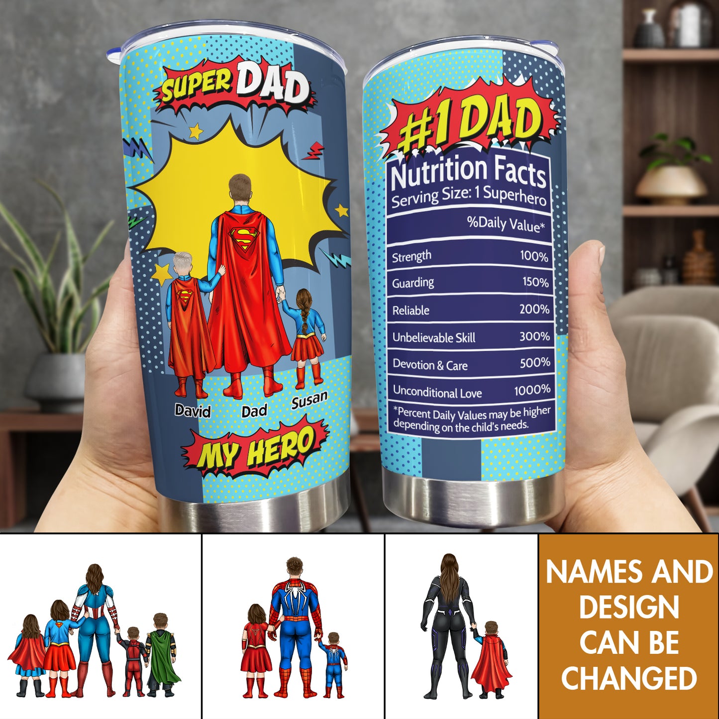 Father - Super Dad My Hero - Personalized Father Tumbler