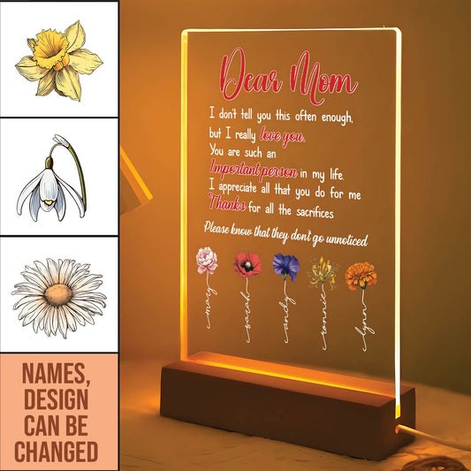 Gift For Mom - Personalized Flower LED Light