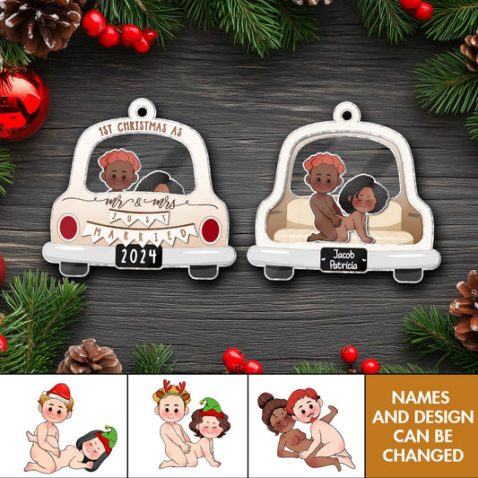 Couple - Just Married - Personalized 3-Layered Shaking Ornament