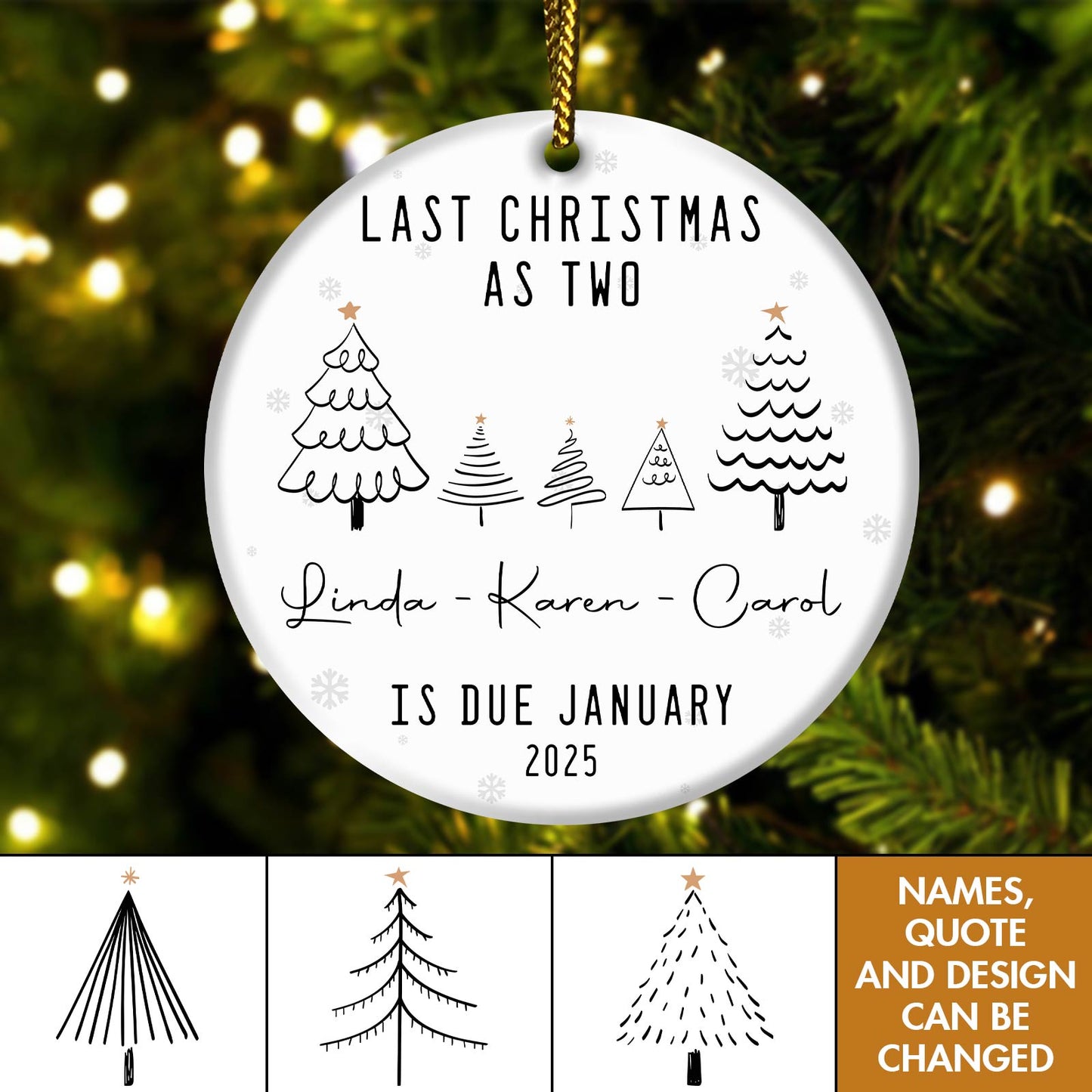 Couple - New Baby Announcement - Personalized Circle Ceramic Ornament