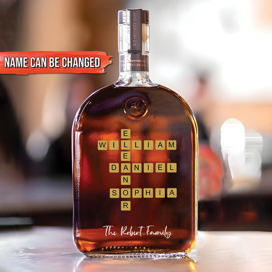 Family - Personalized Crossword Whiskey Bottle