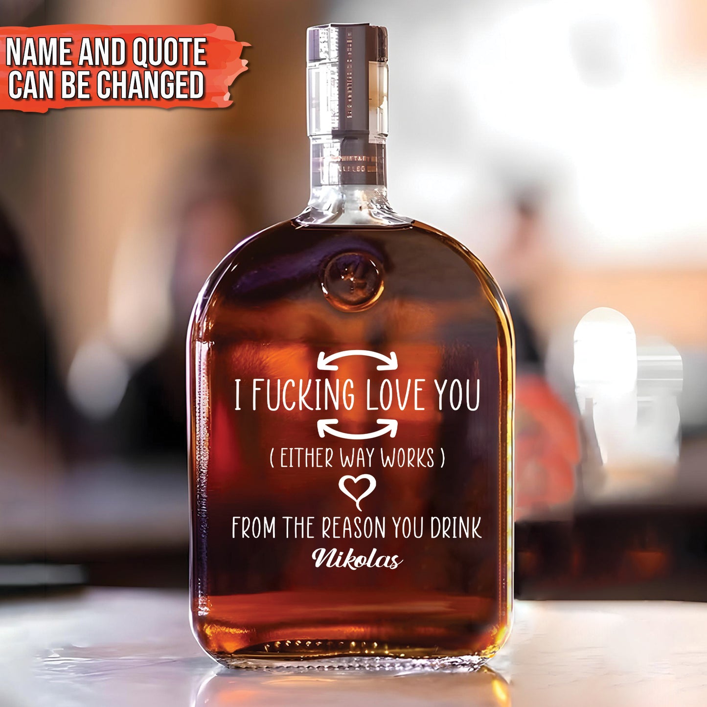 Couple - I Fucking Love You - Personalized Whiskey Bottle