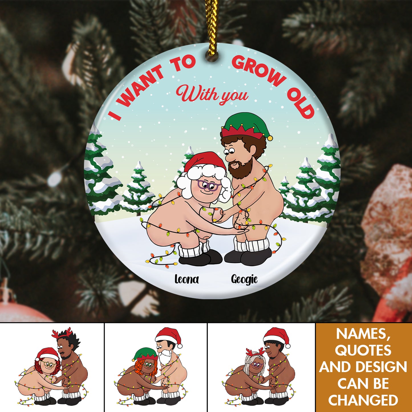 Couple - Growing Old Together Since - Personalized Ceramic Ornament