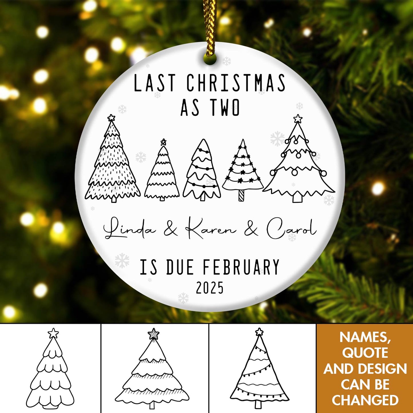 Christmas - New Baby Announcement - Personalized Circle Ceramic Ornament