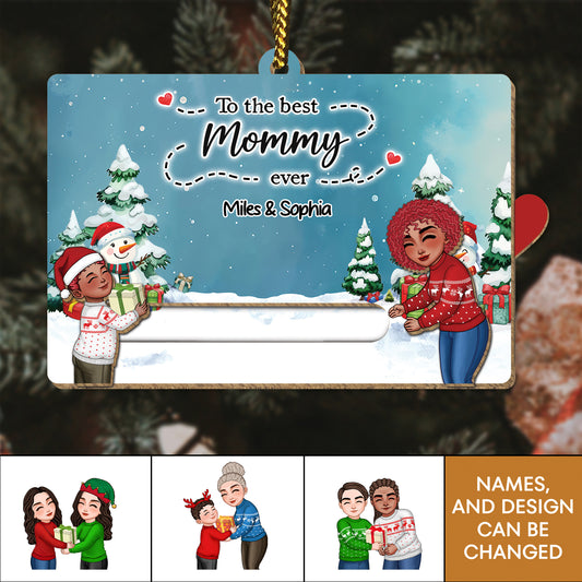 Family - To The Best Grandparents Ever - Personalized Wooden Slider Card Ornament