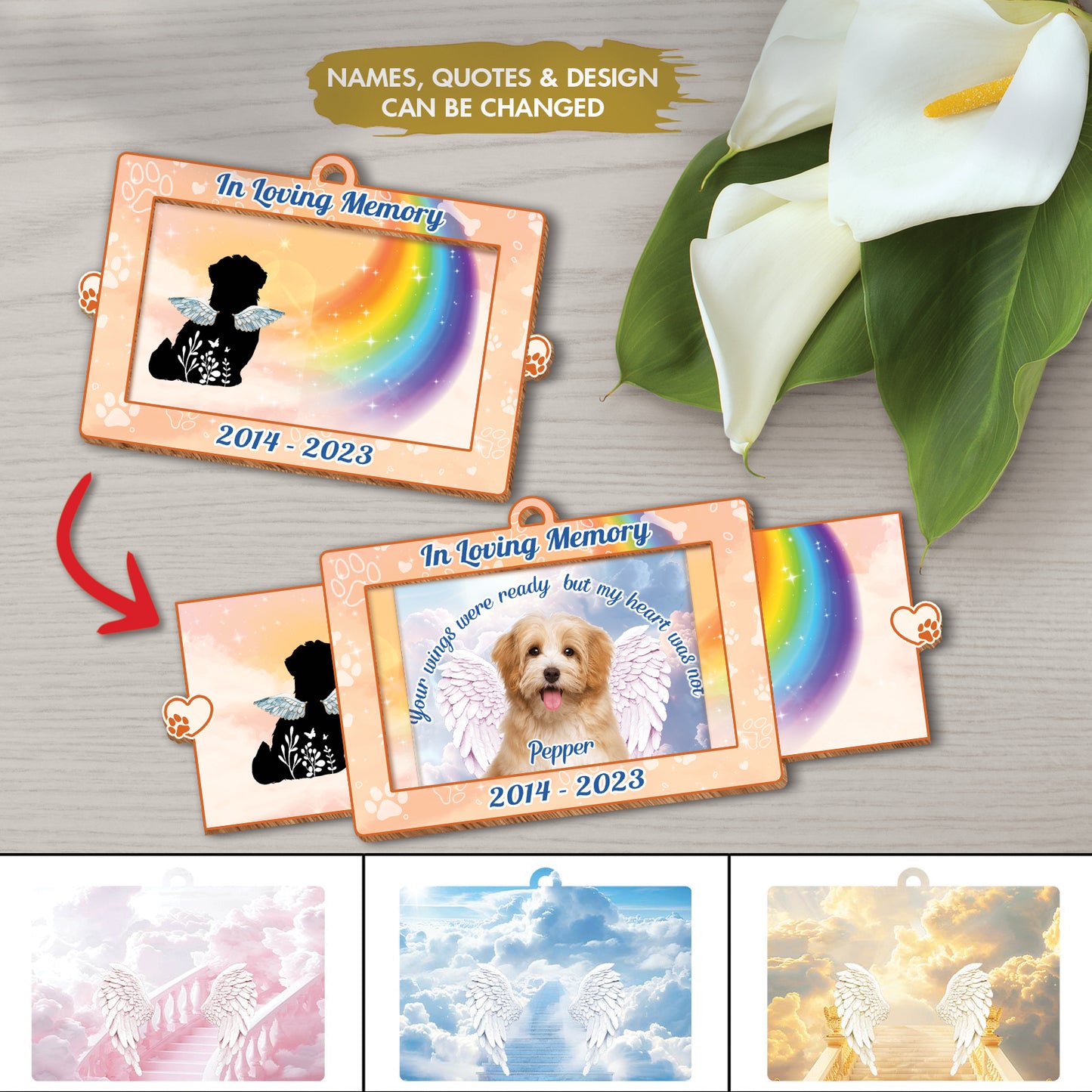 Pet Lover - In Loving Memory - Personalized Wooden Slider Card