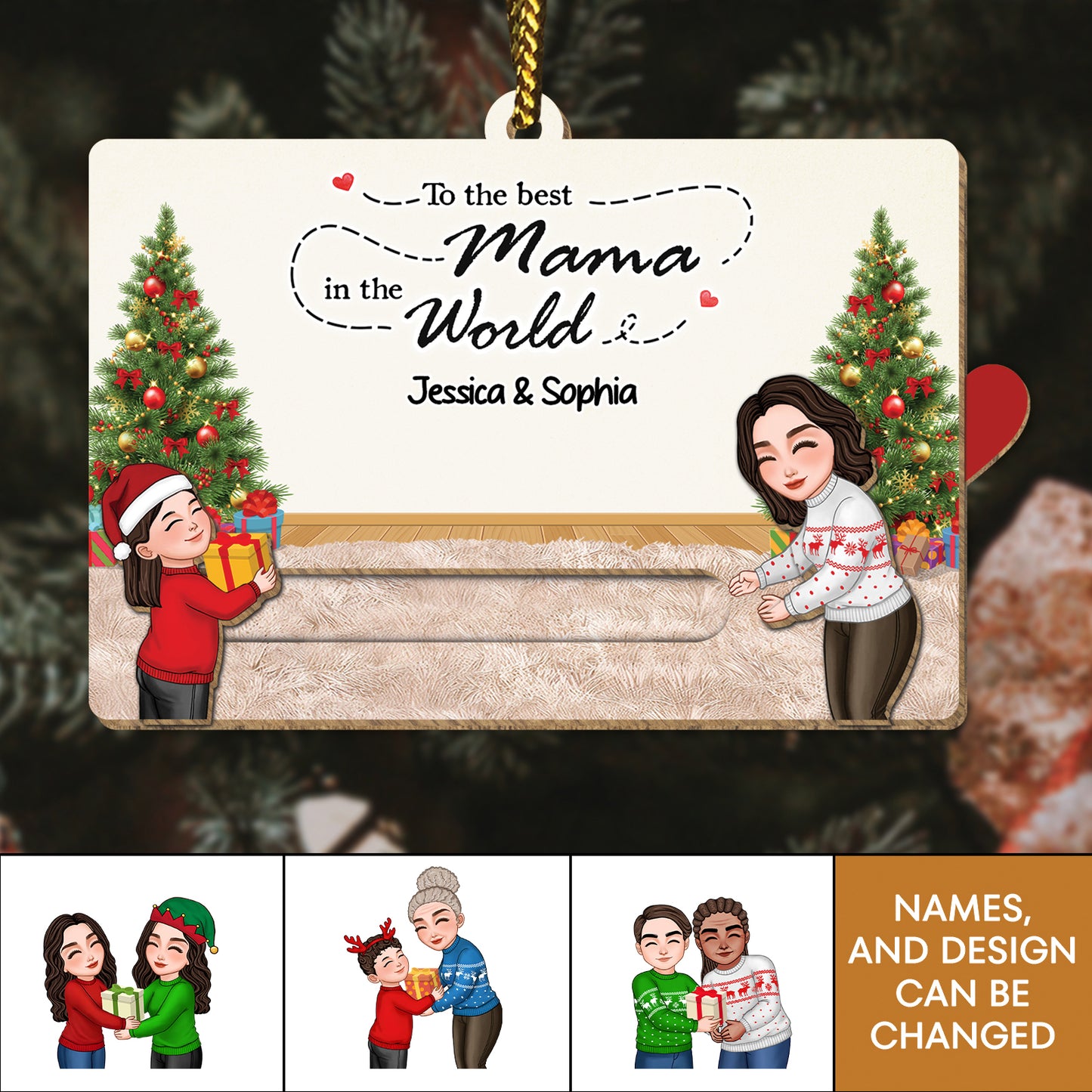 Family - To The Best Grandparents Ever - Personalized Wooden Slider Card Ornament