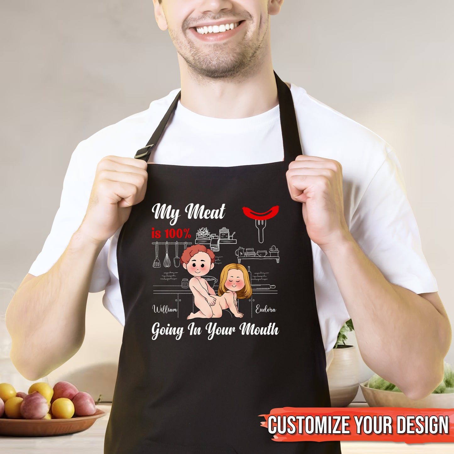 Couple - My Meat Is 100% Going In Your Mouth - Personalized Aprons