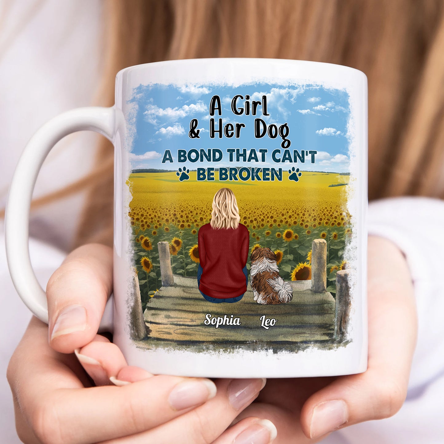 Pet Lovers - A Girl & Her Dog A Bond That Can't Be Broken - Personalized Mug Ceramic