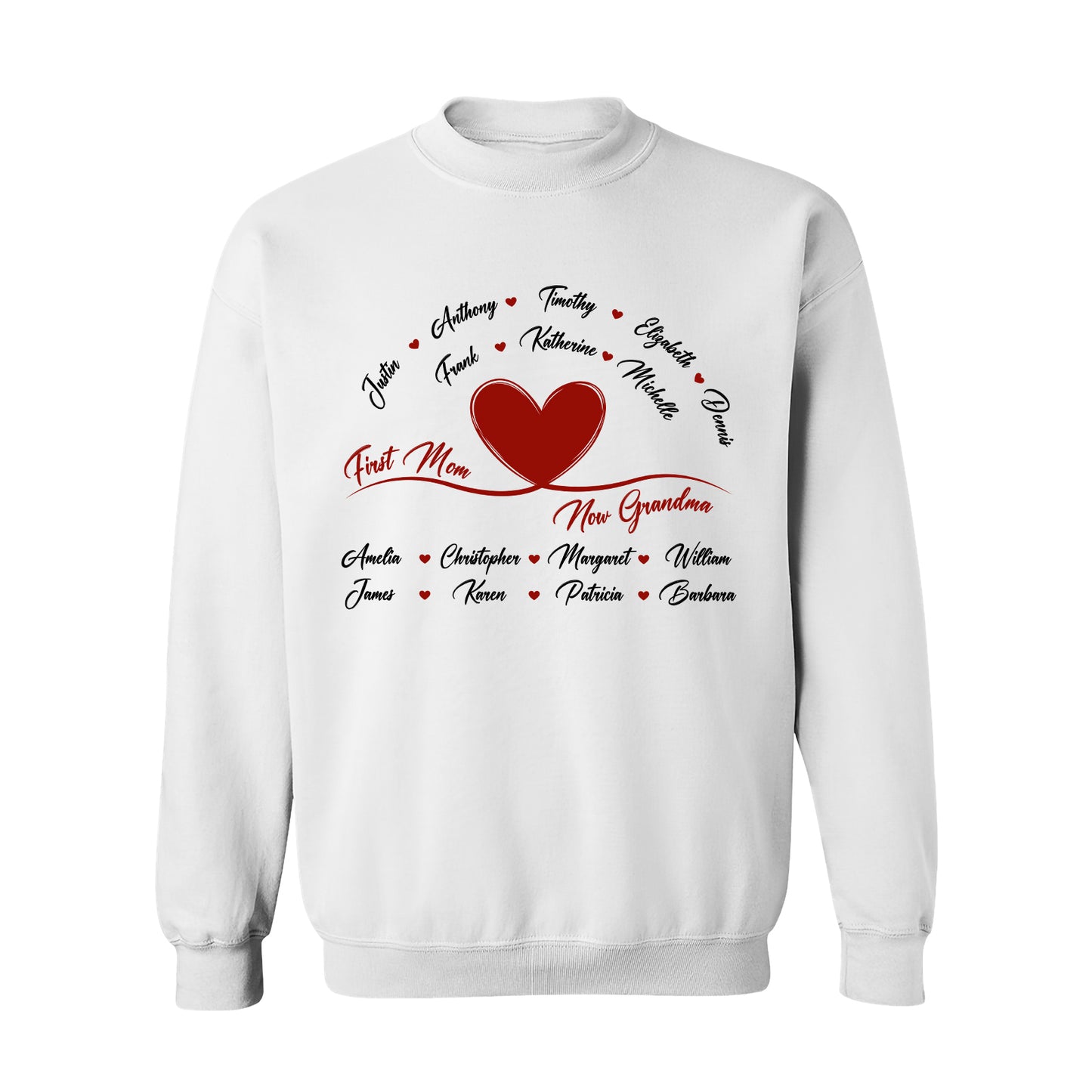 Family - First Mom Now Grandma Heart - Personalized Shirt