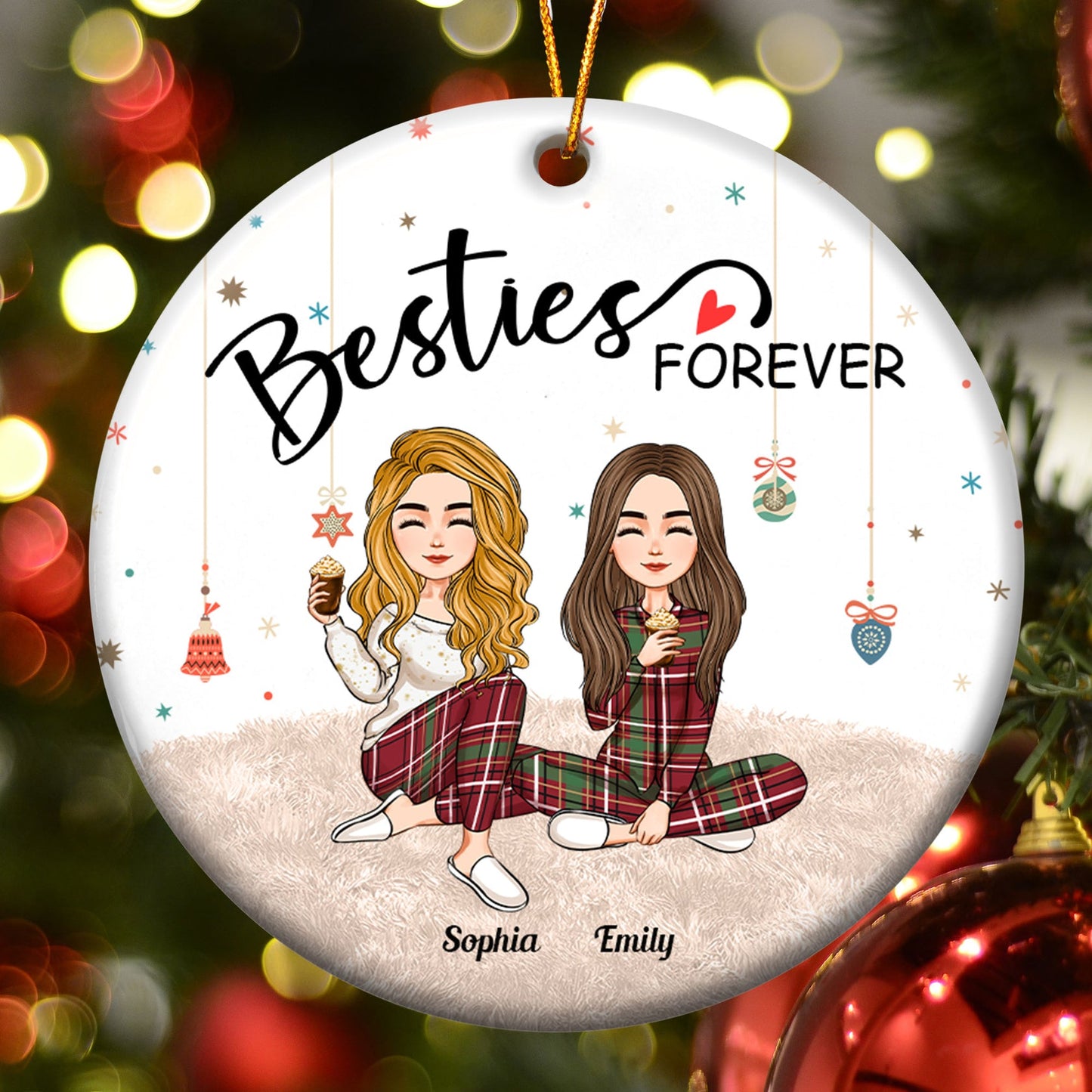 Besties - Besties Forever - Personalized Circle Ornament