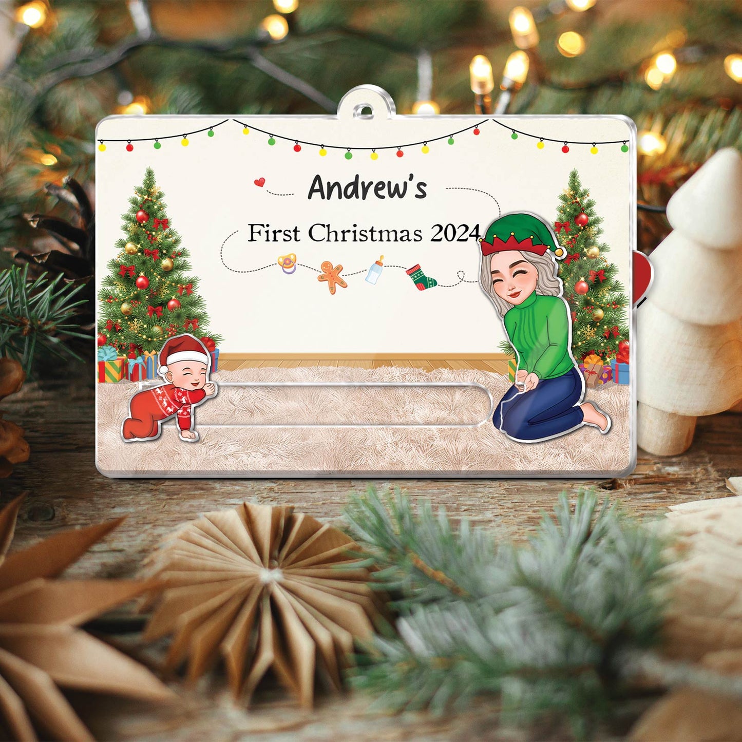 Family - Baby's First Christmas 2024 - Personalized Acrylic Slider Card