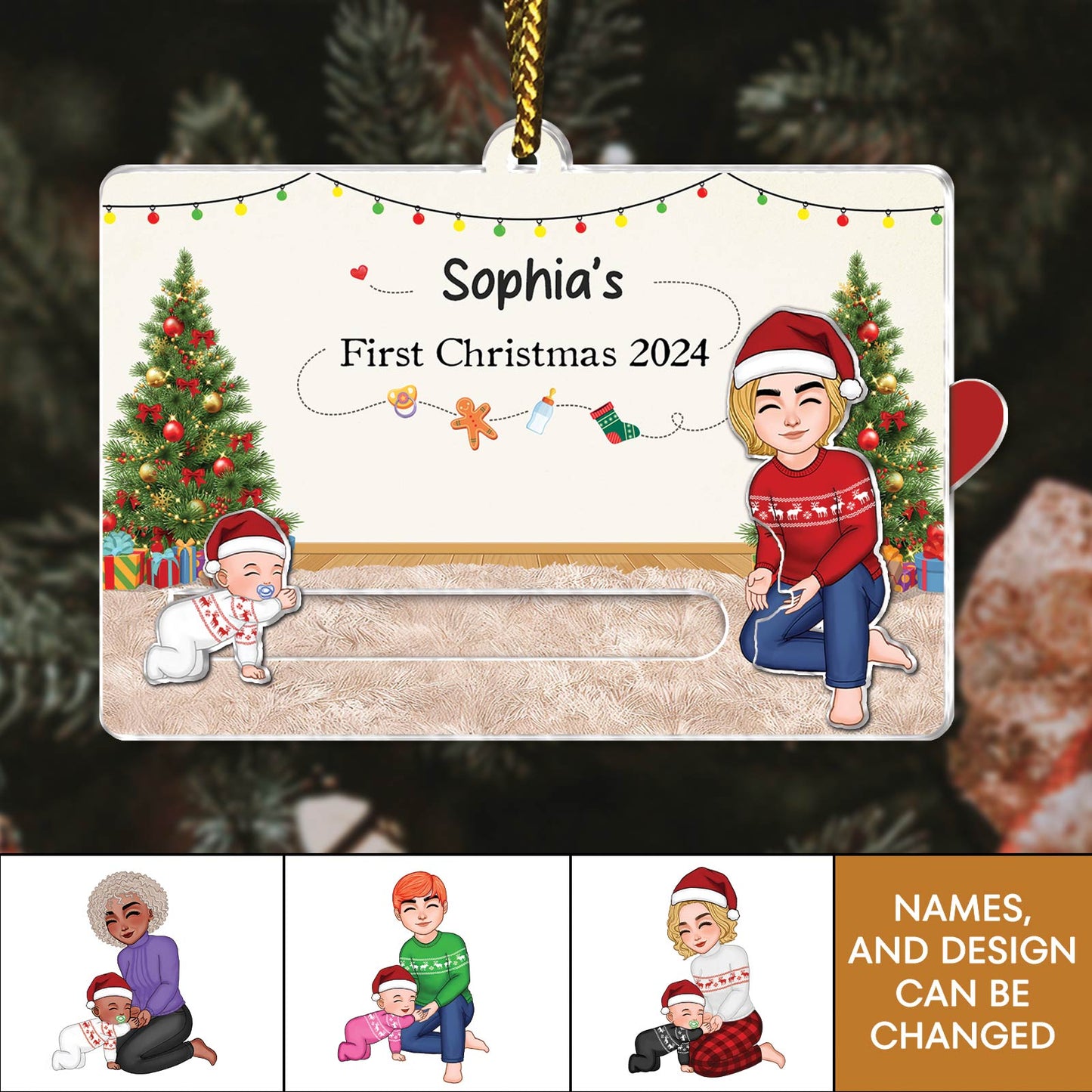 Family - Baby's First Christmas 2024 - Personalized Acrylic Slider Card