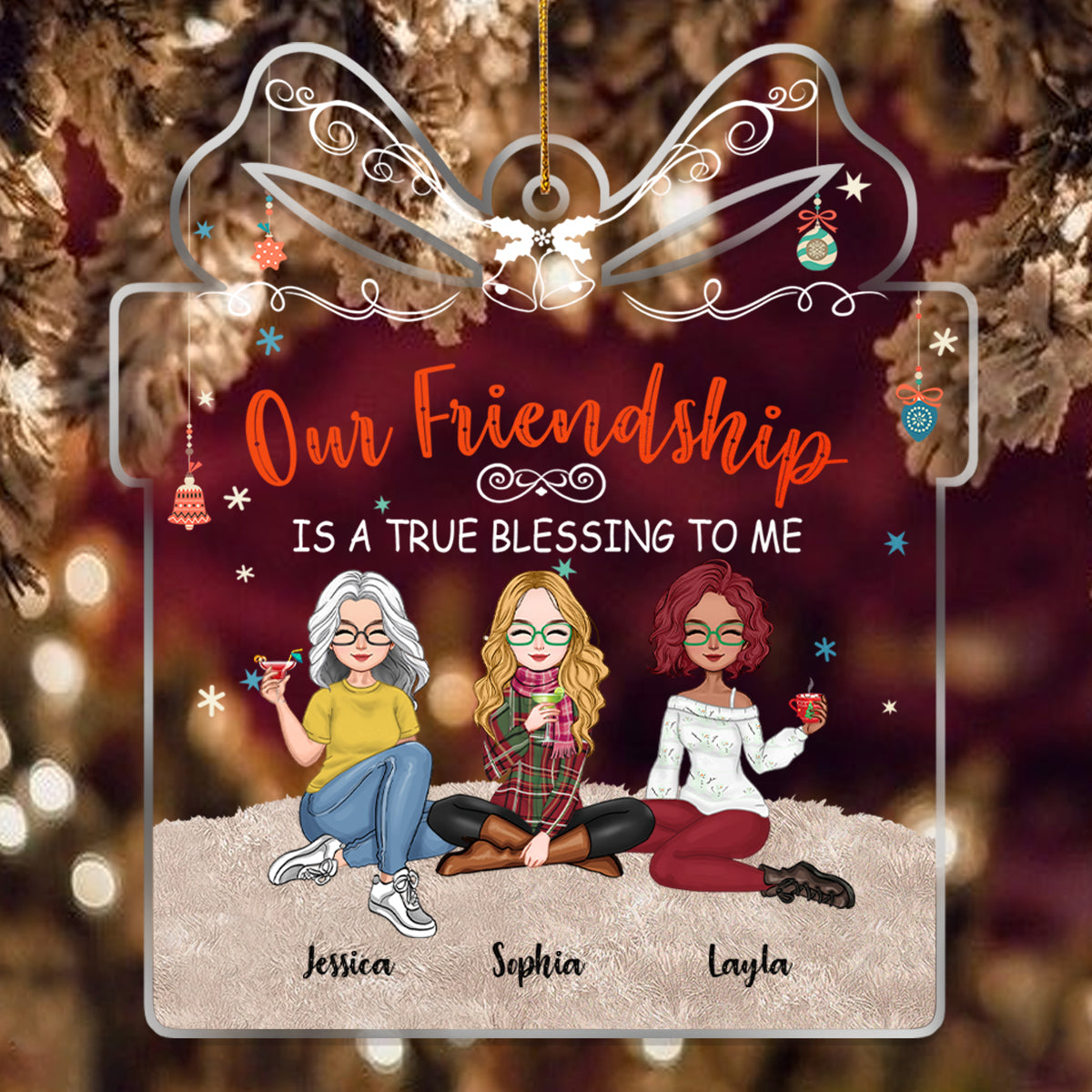 Friendship Is A True Blessing To Me - Personalized Acrylic Ornament (Ver 2)