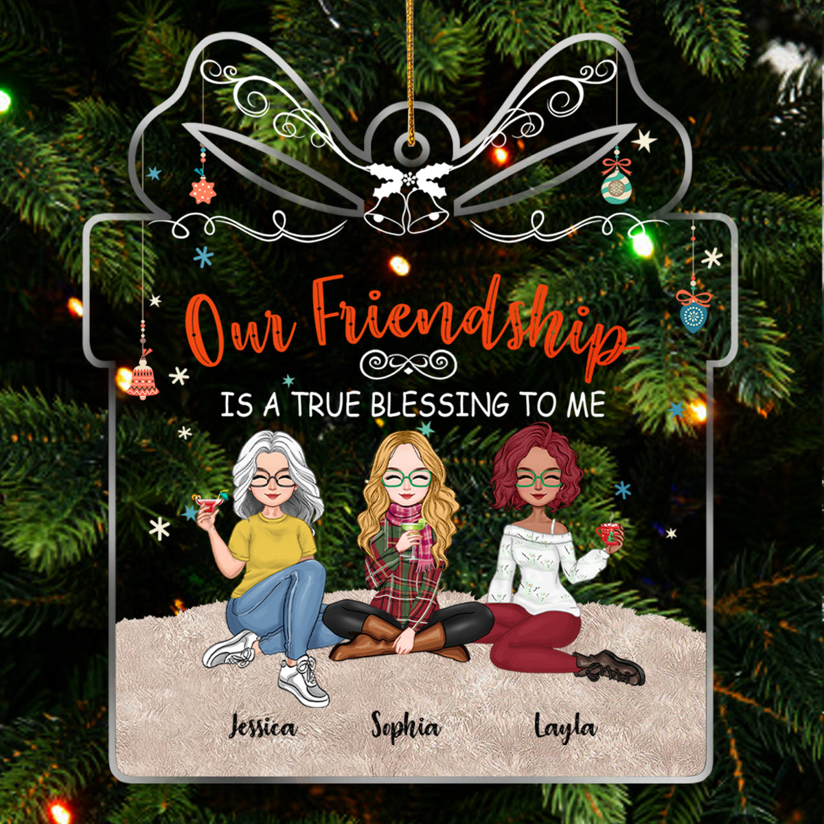 Friendship Is A True Blessing To Me - Personalized Acrylic Ornament (Ver 2)