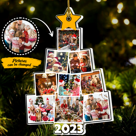 Photo Family Tree Christmas - Personalized Acrylic Photo Ornament