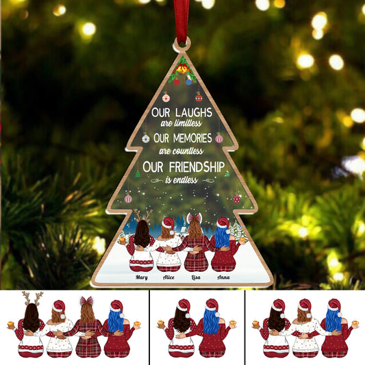 Besties - Our Laughs Are Limitless Our Memories Are Countless Our Friendship Is Endless - Personalized Transparent Ornament (Ver 3)