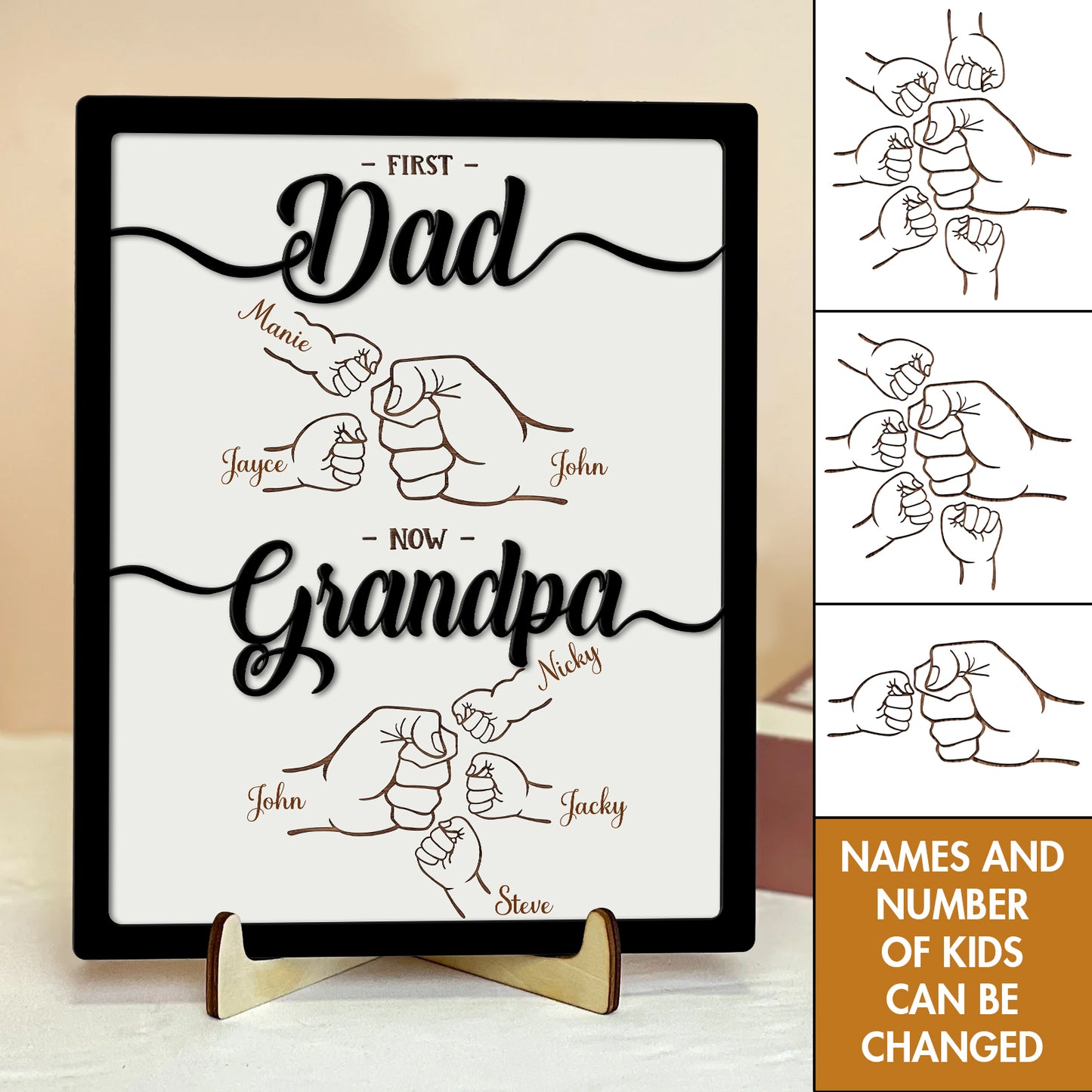 Father - First dad, now grandpa - Personalized Wooden Layers Plaque