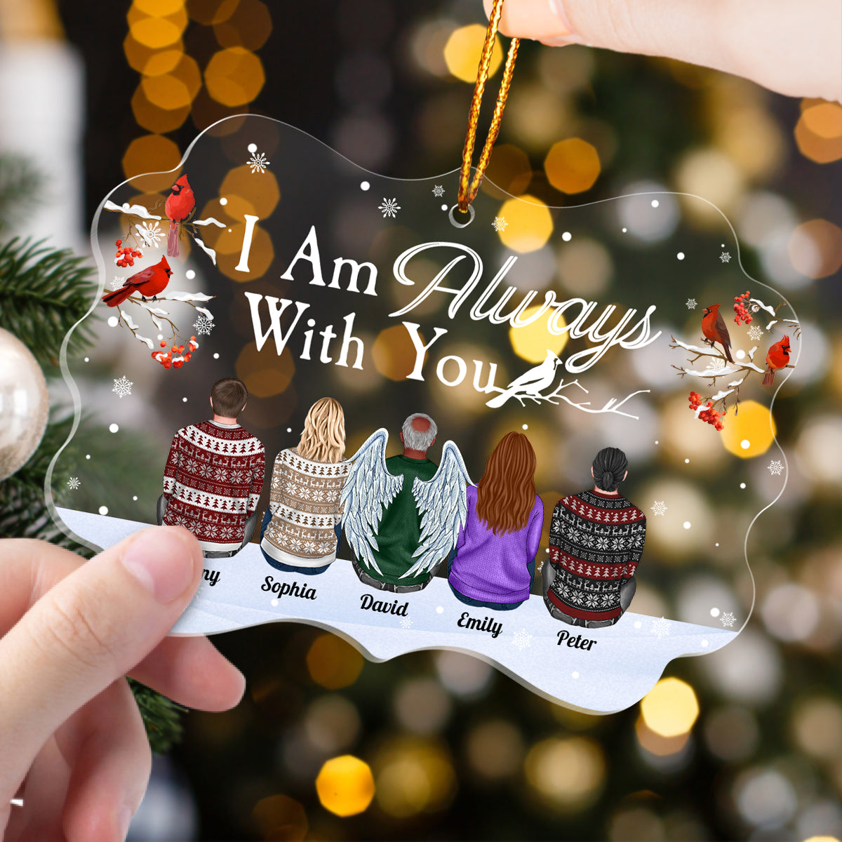 I Am Always With You - Personalized Acrylic Ornament - Family Hugging