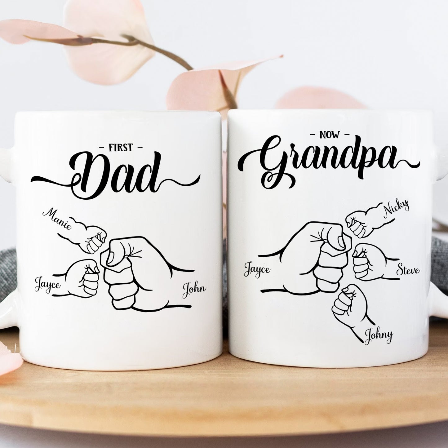 Family - First Dad Now Grandpa - Personalized Mug