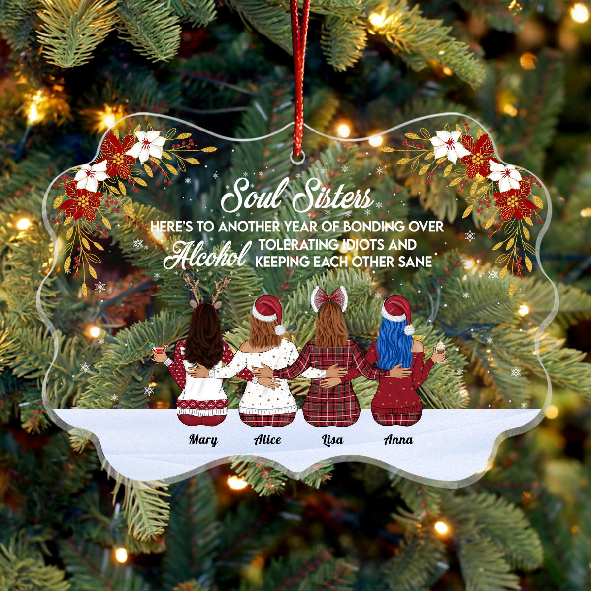 Here's To Another Year Of Bonding Over Alcohol - Personalized Acrylic Ornament (Ver 2)