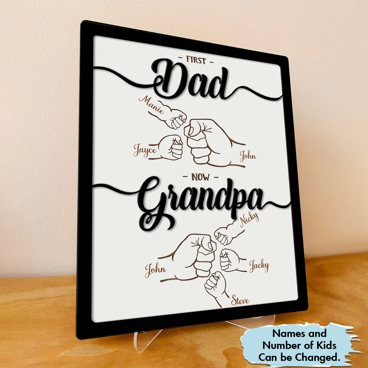 Father - First dad, now grandpa - Personalized Wooden Layers Plaque