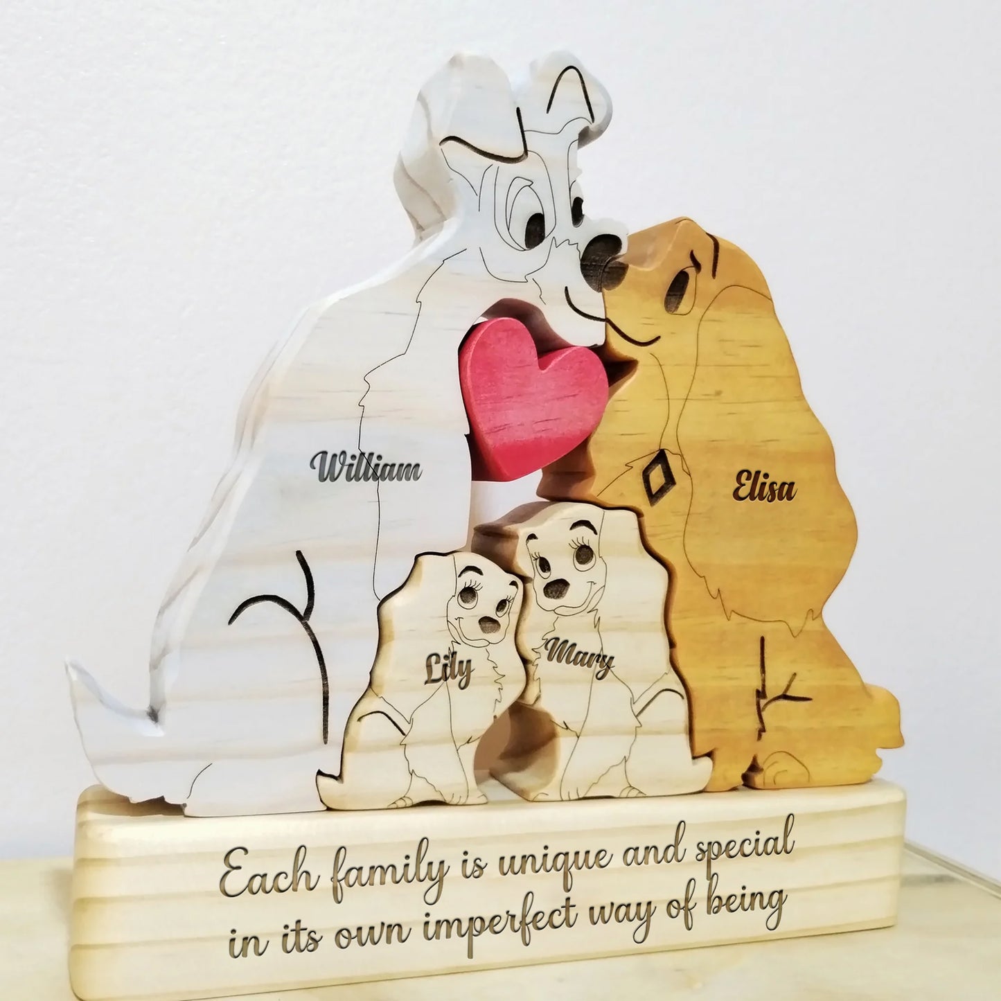 Family - Dog Family Cartoon Version - Personalized Wooden Puzzle