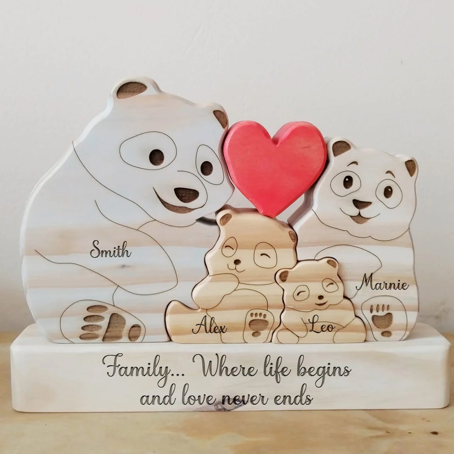 Family - Panda Family -  Personalized Wooden Puzzle