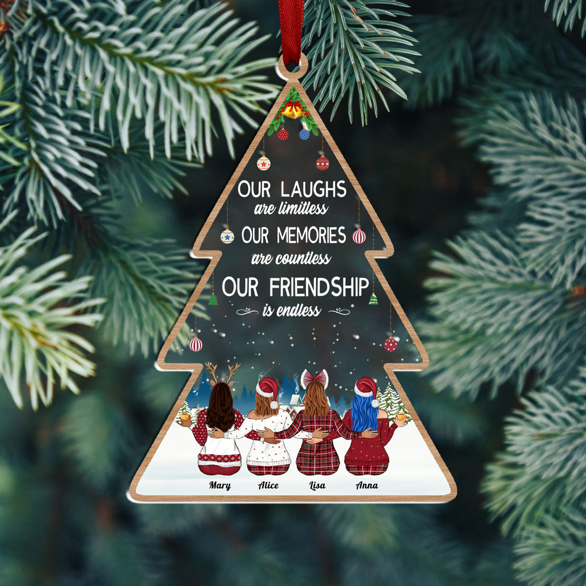 Besties - Our Laughs Are Limitless Our Memories Are Countless Our Friendship Is Endless - Personalized Transparent Ornament (Ver 3)