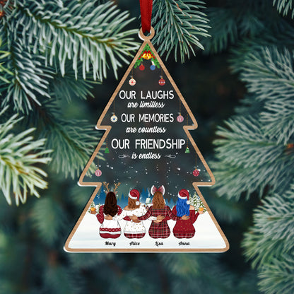 Besties - Our Laughs Are Limitless Our Memories Are Countless Our Friendship Is Endless - Personalized Transparent Ornament (Ver 3)