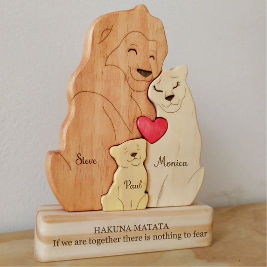 Family - Autumn Lion Family - Personalized Wooden Puzzle
