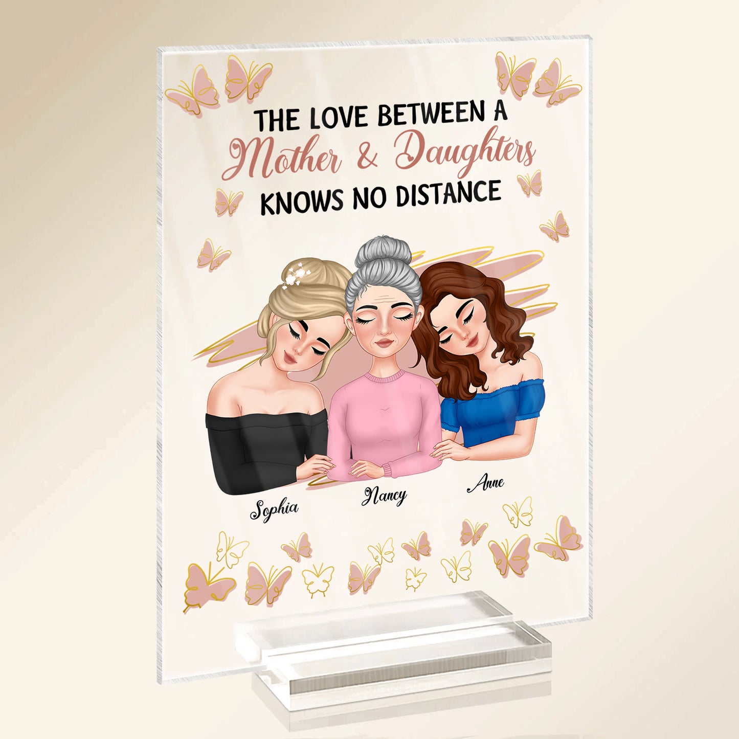 Mother - The Love Between A Mother & Daughters Is Forever - Personalized Acrylic Plaque