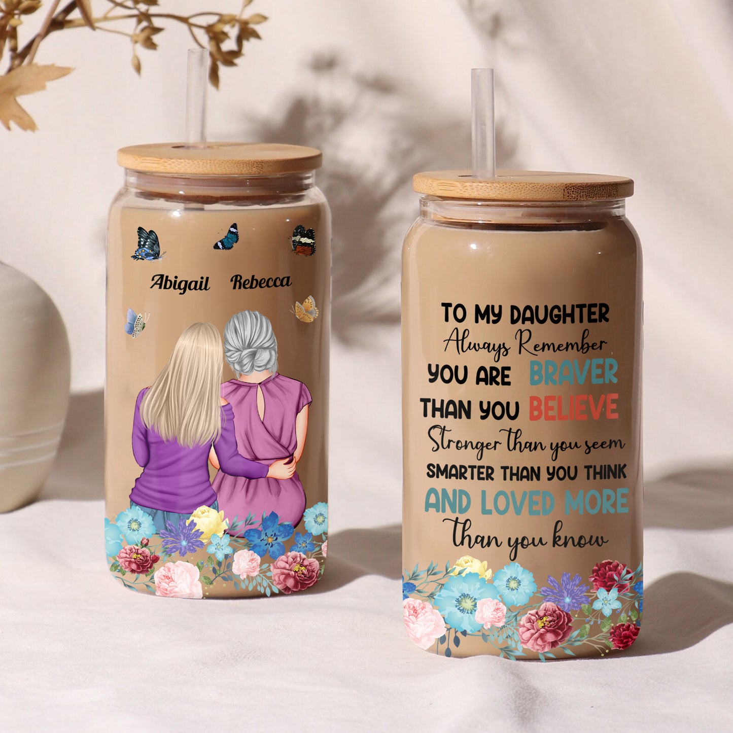 Family - Always Remember You Are Braver - Personalized Clear Glass Can