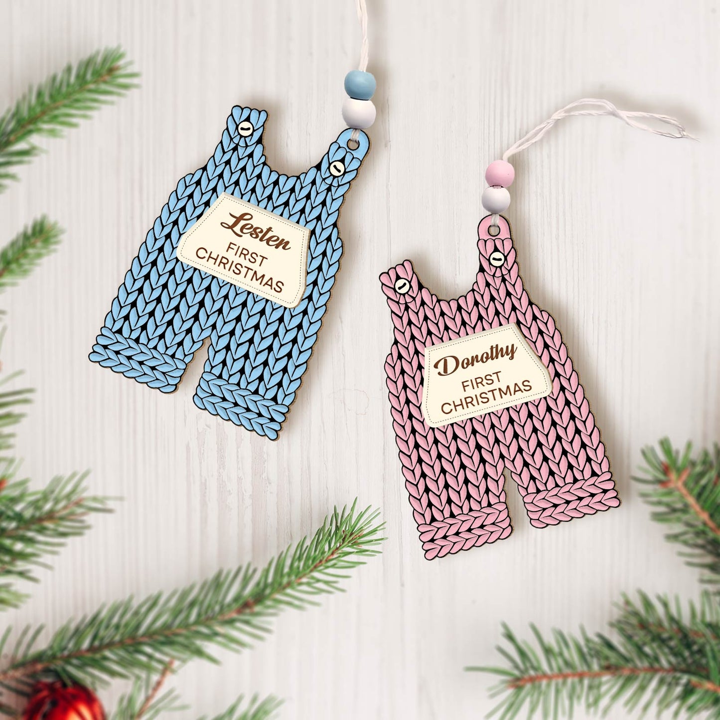 Christmas - Baby's First Christmas - Personalized 2-Layered Ornaments