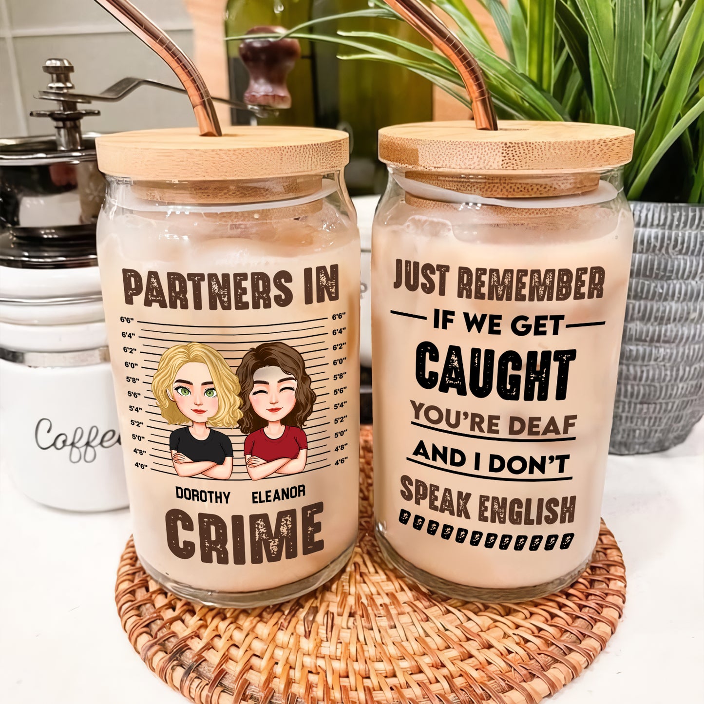 Partner In Crime - Personalized Clear Glass Can